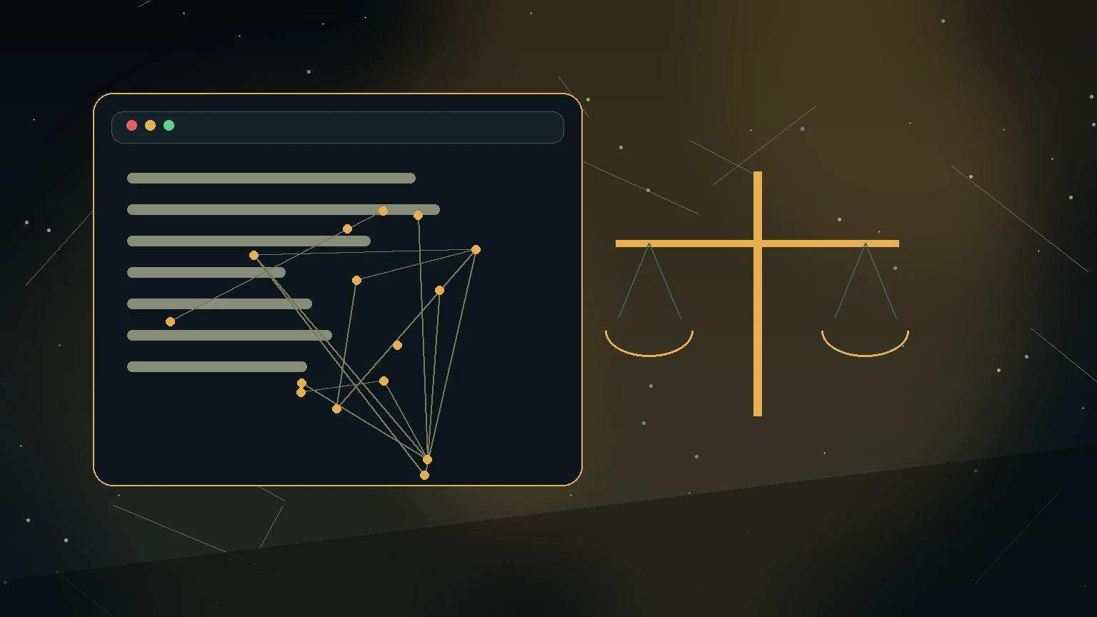Scale of justice over a computer screen showing the distinction between tool and crime